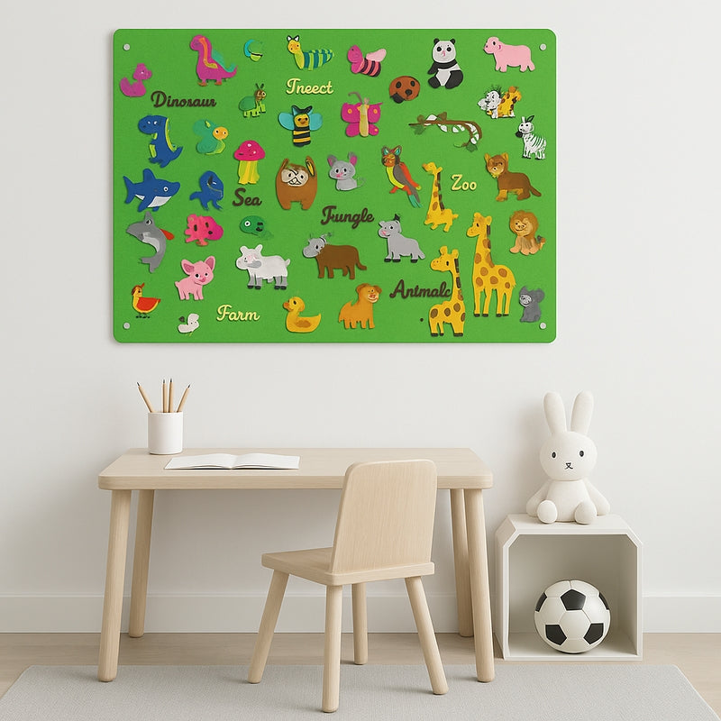 Felt Scene – Set of felt plates with movable animal motif and background layout 3