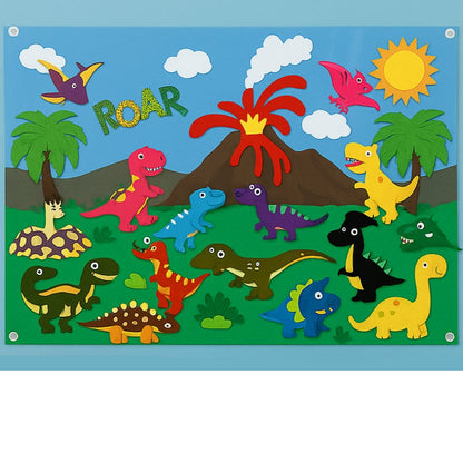 Felt Scene – Set of felt plates with movable animal motif and background layout 4
