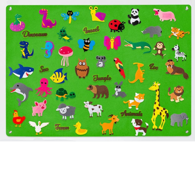 Felt Scene – Set of felt plates with movable animal motif and background layout 5