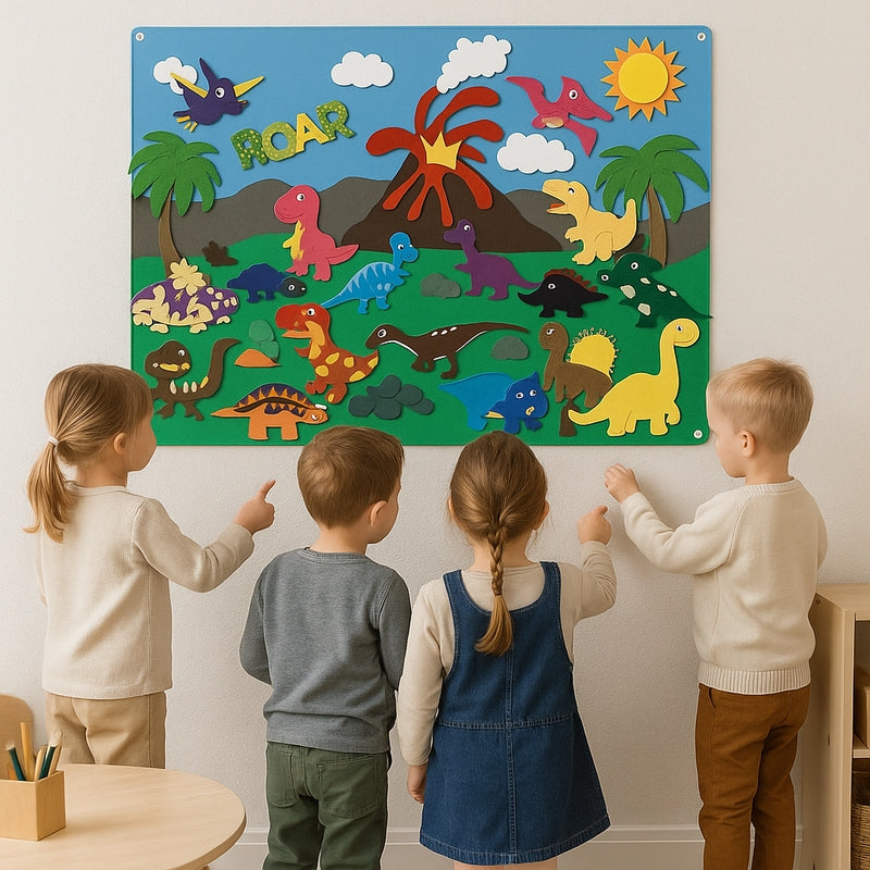 Felt Scene – Set of felt plates with movable animal motif and background layout 7