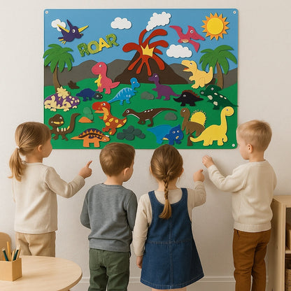 Felt Scene – Set of felt plates with movable animal motif and background layout 7