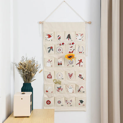 Holiday Fabric Countdown Calendar with Big Storage Pockets - Lusomart