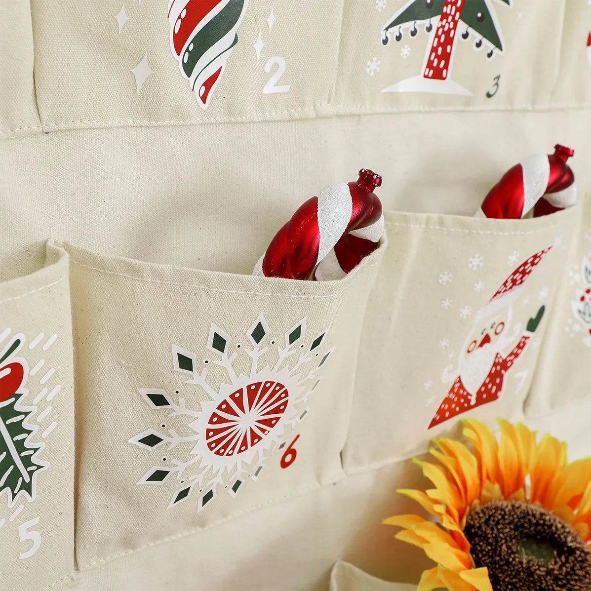 FestiveCanvas | Colorful Hanging Advent Calendar with 24 Storage Pockets 2