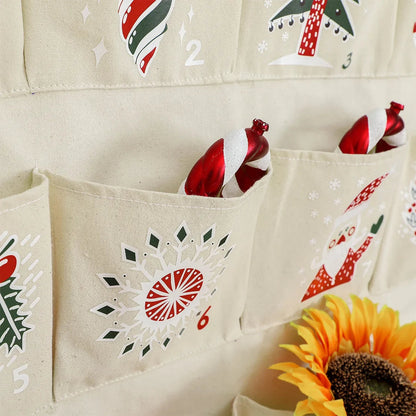 FestiveCanvas | Colorful Hanging Advent Calendar with 24 Storage Pockets 2