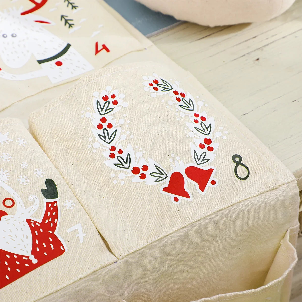FestiveCanvas | Colorful Hanging Advent Calendar with 24 Storage Pockets 6