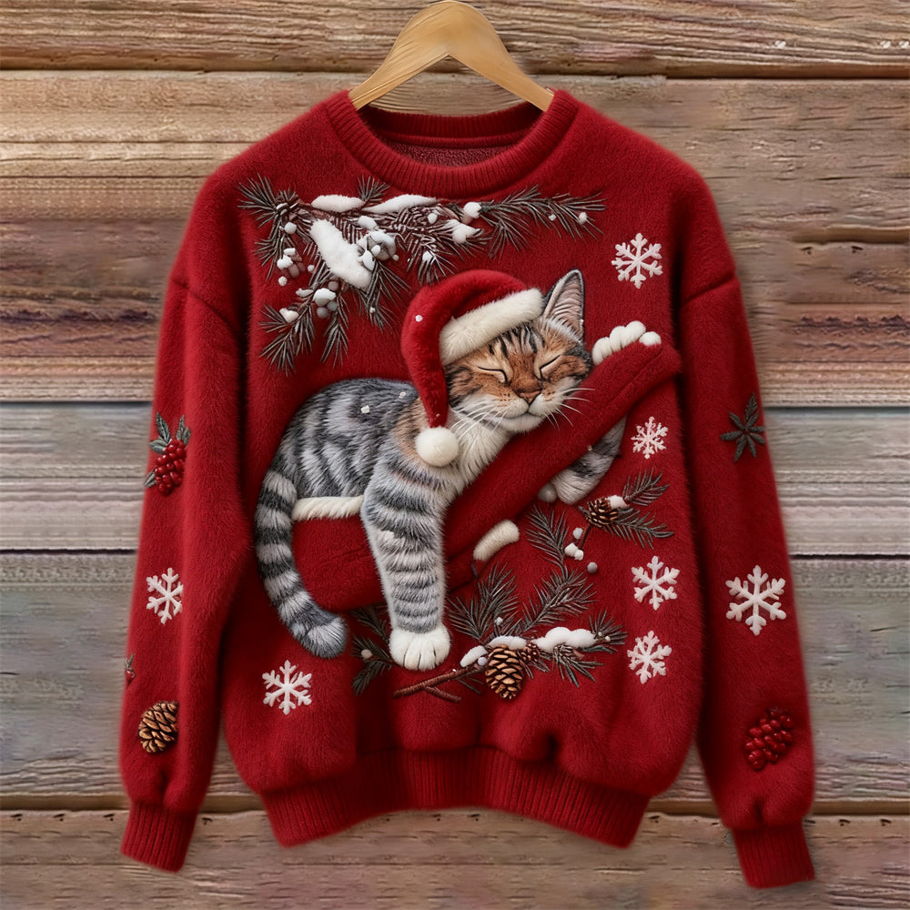 Festive Cat Collection | Cat Christmas Sweater with 3D Appliqué – Cozy Design for Holiday Cheer 4
