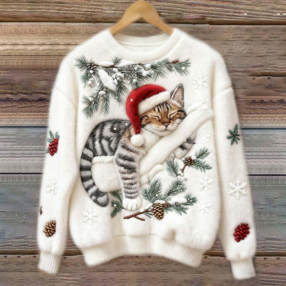 Festive Cat Collection | Cat Christmas Sweater with 3D Appliqué – Cozy Design for Holiday Cheer 5