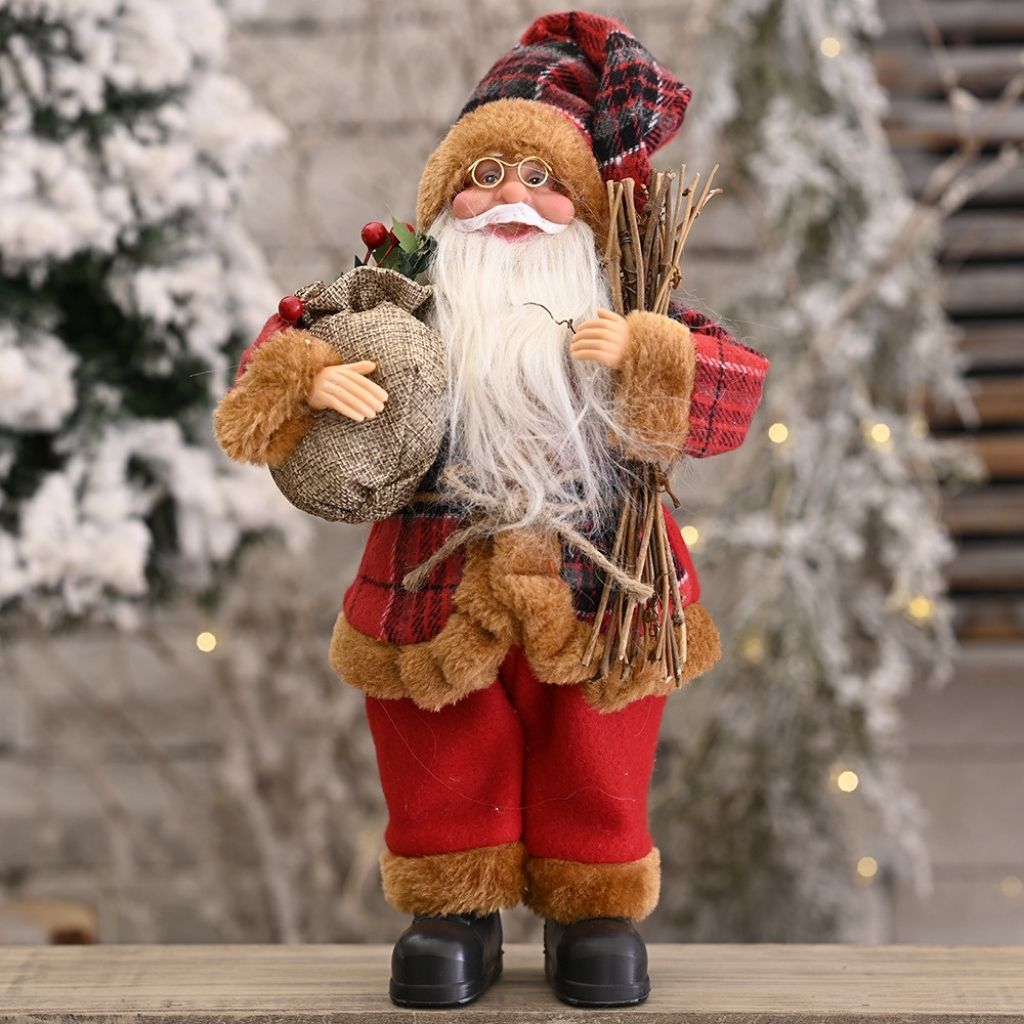Christmas Santa decoration rear angle showing outfit construction and bundle details