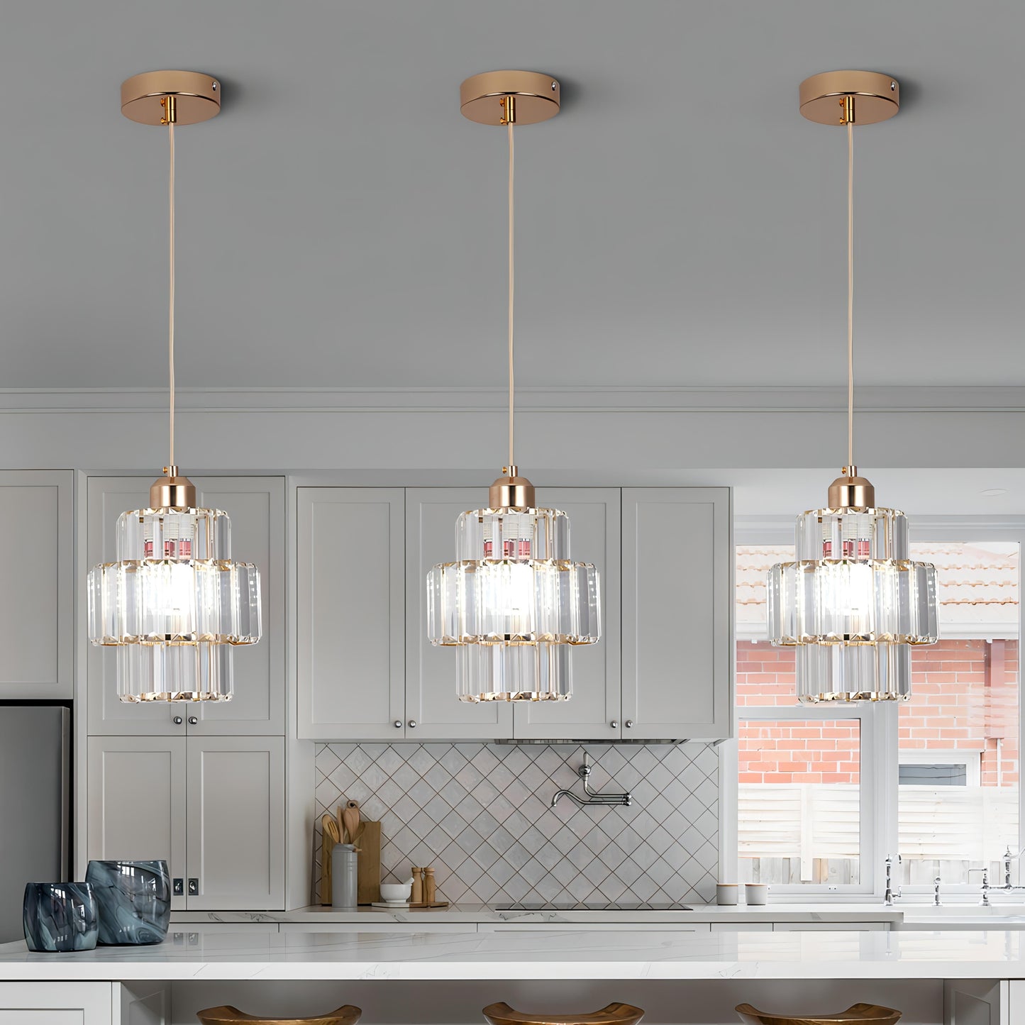Multi Level Crystal Drop Pendant Light