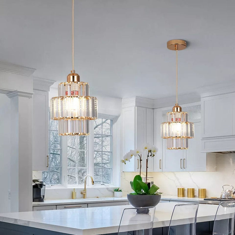 Multi Level Crystal Drop Pendant Light