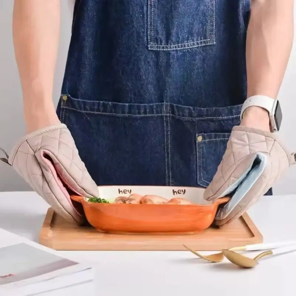 Premium baking gloves with fish design silicone cotton blend offering superior heat resistance