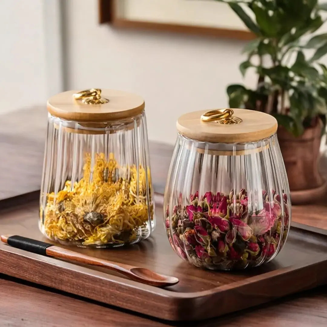 Ceramic Tea Container with Wooden Lid for Fresh Storage – Lusomart