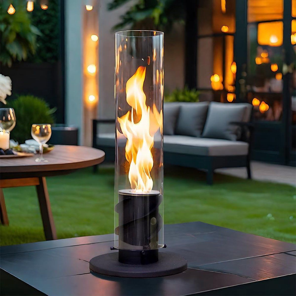 Portable Metal Flame Outdoor Fire Pit Table - Lusomart