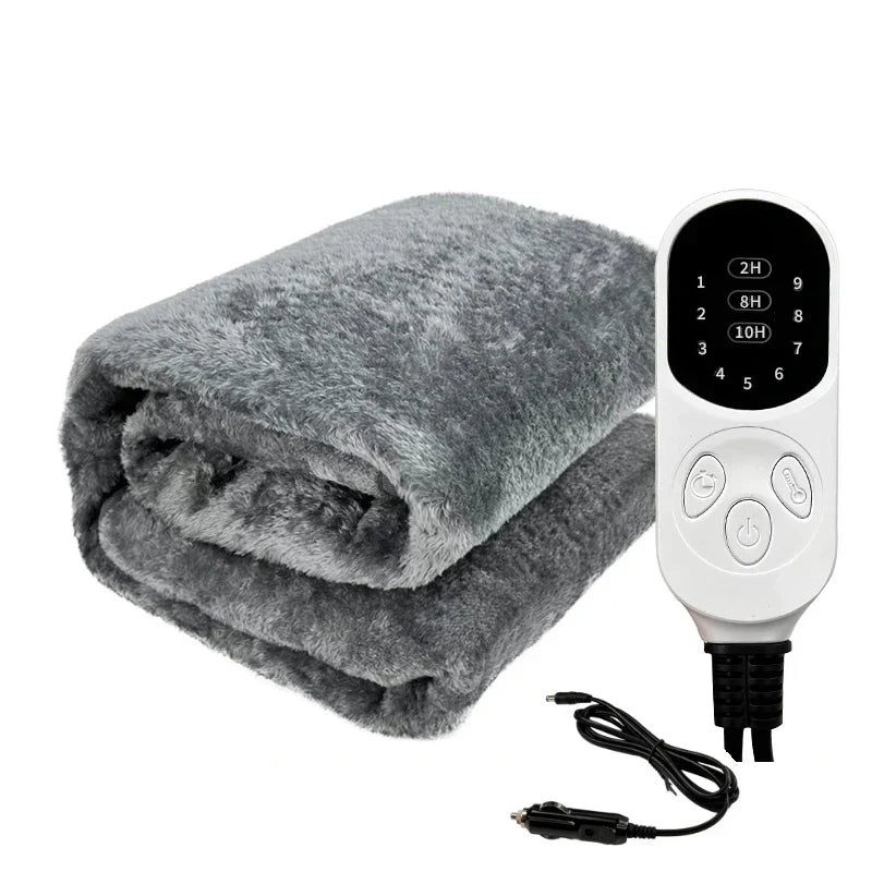 Cozy 12V Travel Car Blanket with Adjustable Heat Setting - Lusomart