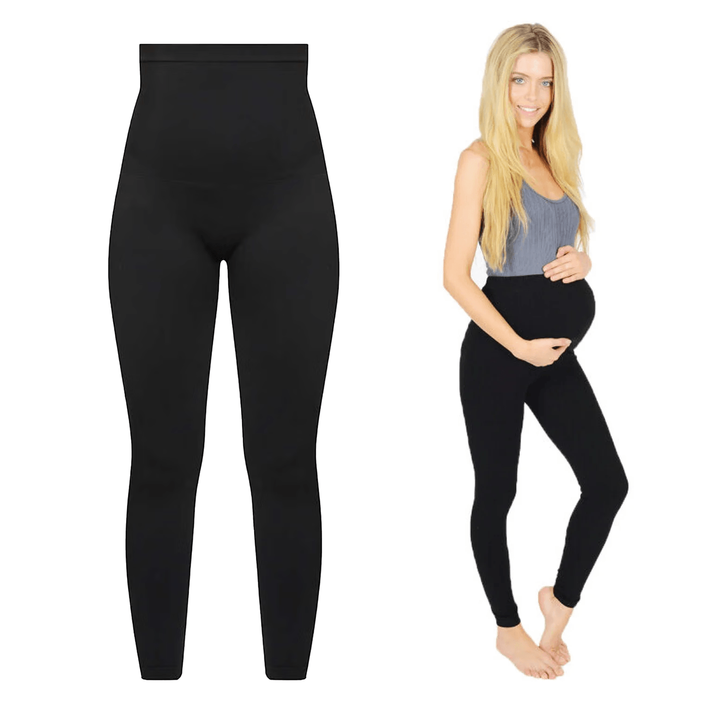 Fleece Lined Maternity Leggings - Mom Thick Leggings Soft Warm Full Length Cotton Pregnancy Pants 1