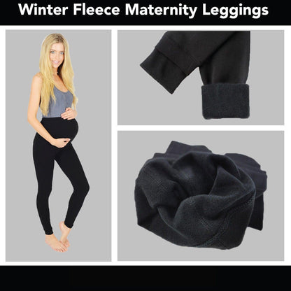 Fleece Lined Maternity Leggings - Mom Thick Leggings Soft Warm Full Length Cotton Pregnancy Pants 4