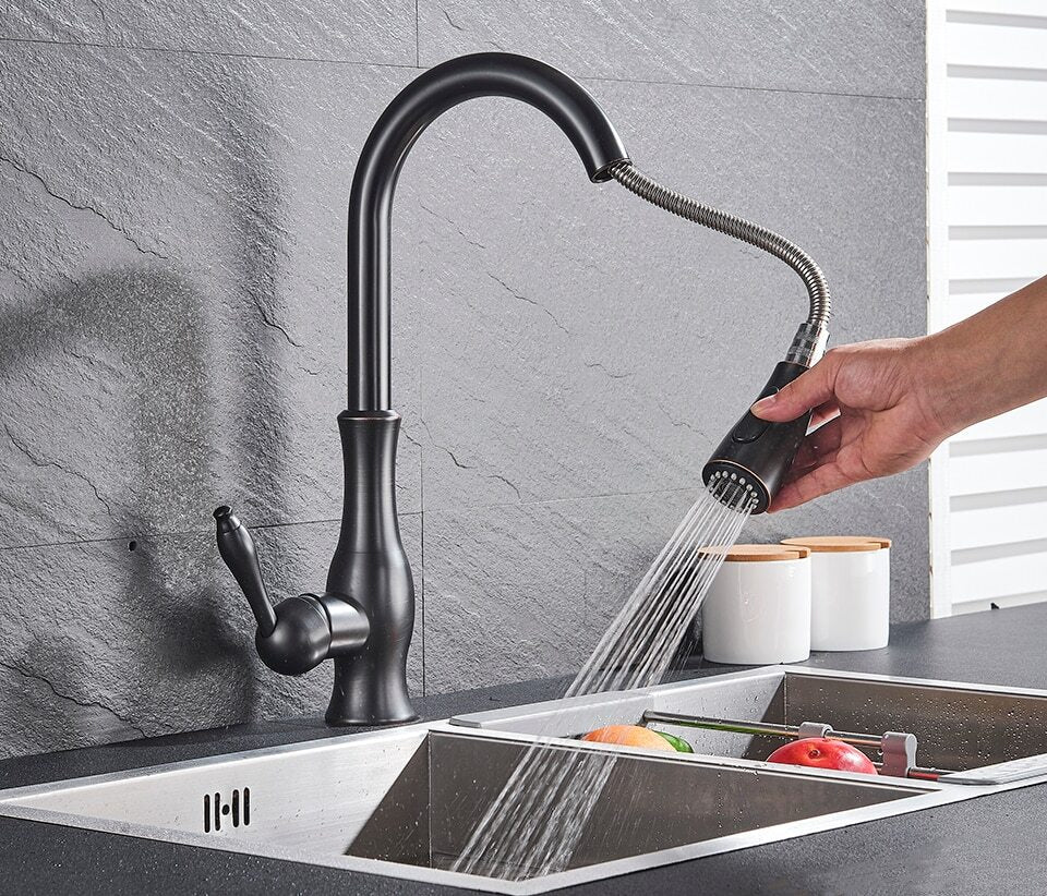 Flexible Kitchen Faucet with Pull-Out Spray Nozzle