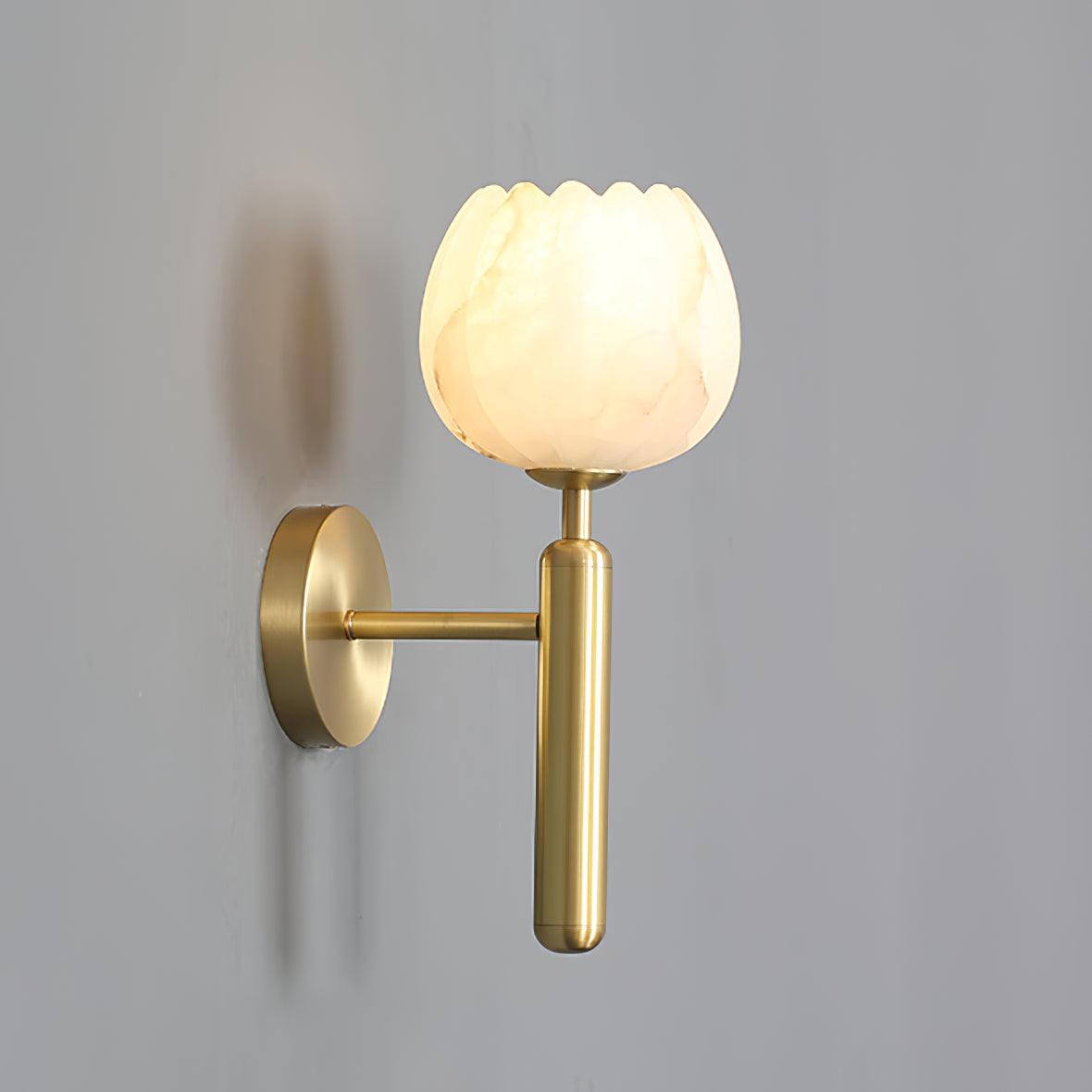 FloraGlow | Elegant Brass Alabaster Wall Sconce Lighting for Modern Interiors 3