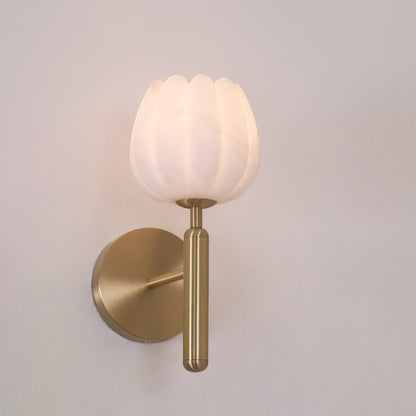 FloraGlow | Elegant Brass Alabaster Wall Sconce Lighting for Modern Interiors 5