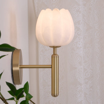 FloraGlow | Elegant Brass Alabaster Wall Sconce Lighting for Modern Interiors 6