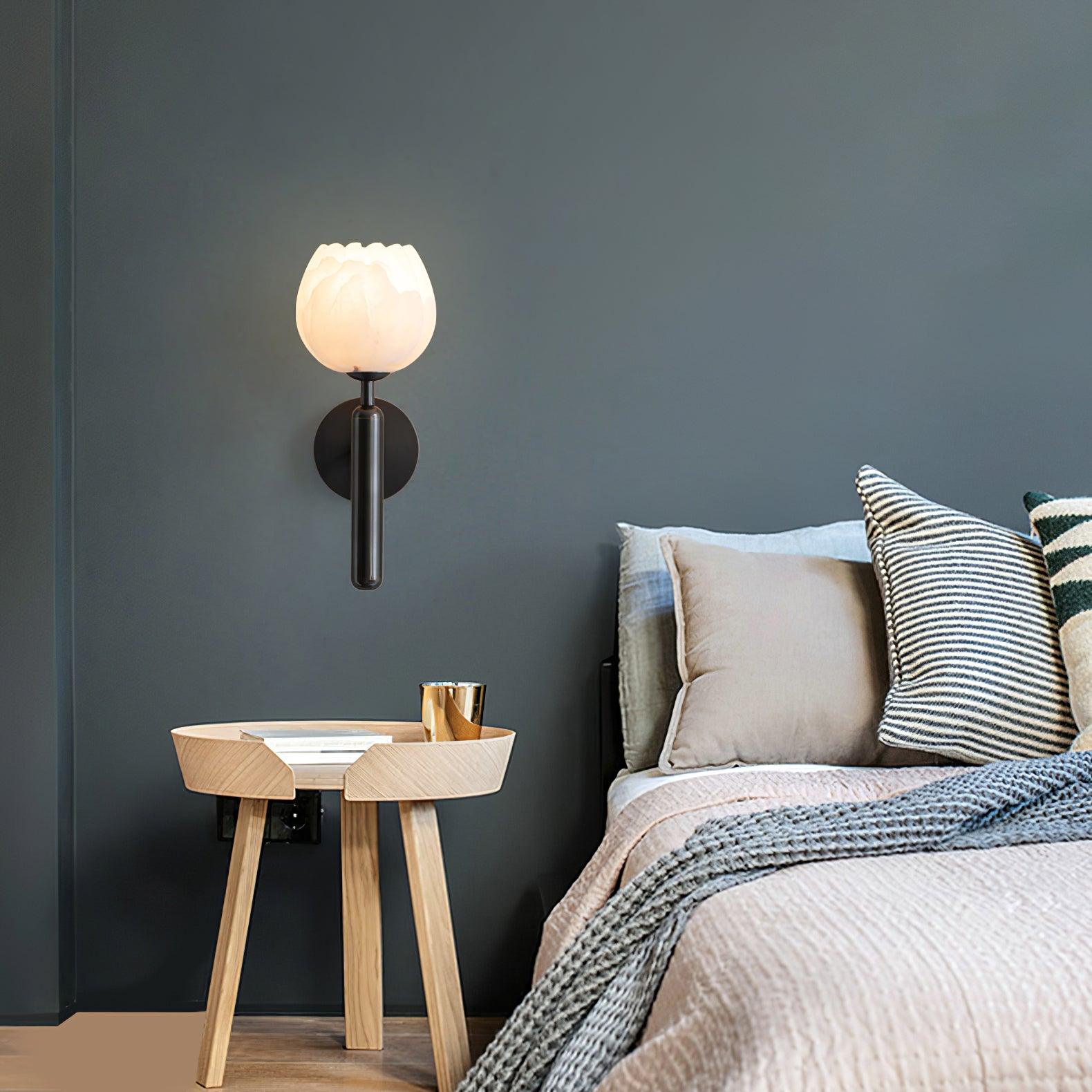 FloraGlow | Elegant Brass Alabaster Wall Sconce Lighting for Modern Interiors 8