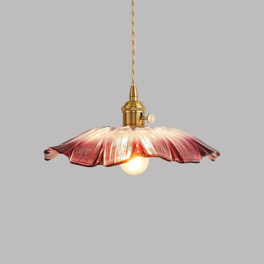 Beautiful Glass Floral Pendant Light with Brass Detail - Lusomart