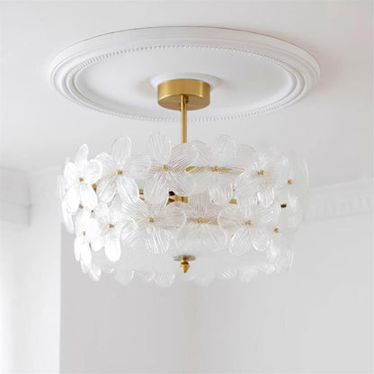 FloraLuxe | Elegant Handmade Glass Ceiling Lamp with Brass Frame 10