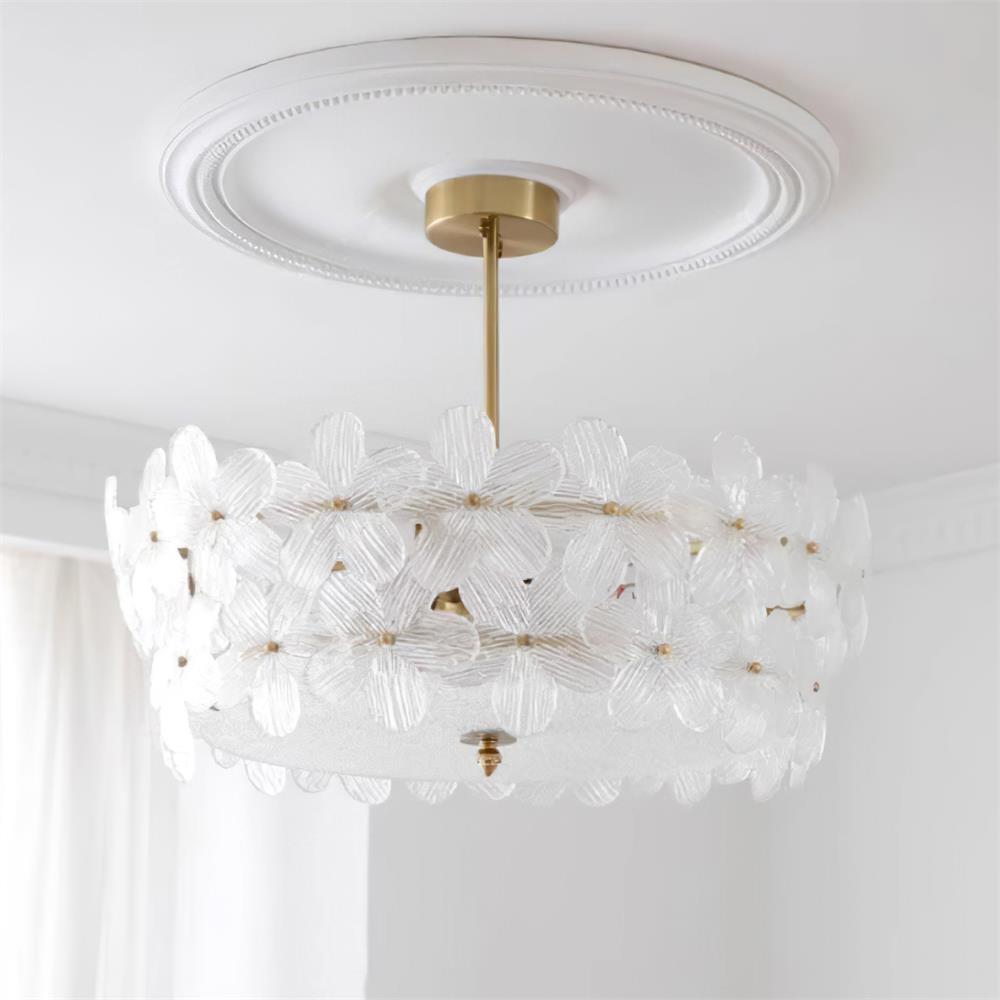 FloraLuxe | Elegant Handmade Glass Ceiling Lamp with Brass Frame 9