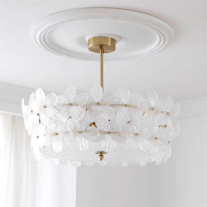 FloraLuxe | Elegant Handmade Glass Ceiling Lamp with Brass Frame 9