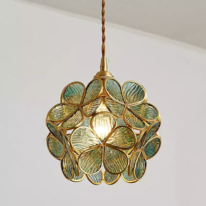Floralis | Elegant Vintage Brass Flower Glass Pendant Light Fixture 1