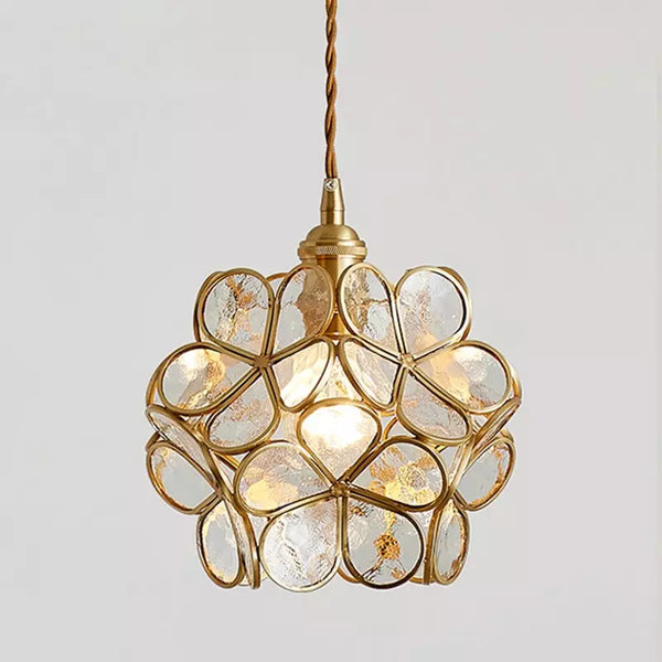Floralis | Elegant Vintage Brass Flower Glass Pendant Light Fixture 10