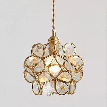 Floralis | Elegant Vintage Brass Flower Glass Pendant Light Fixture 10