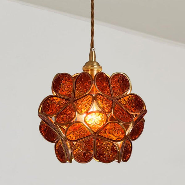 Floralis | Elegant Vintage Brass Flower Glass Pendant Light Fixture 11