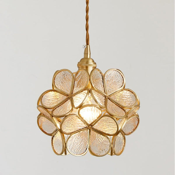 Floralis | Elegant Vintage Brass Flower Glass Pendant Light Fixture 12