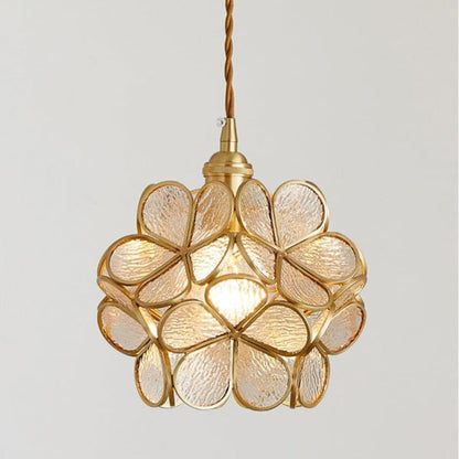 Floralis | Elegant Vintage Brass Flower Glass Pendant Light Fixture 12