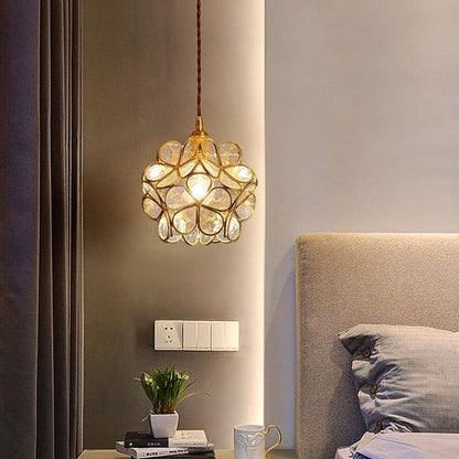 Floralis | Elegant Vintage Brass Flower Glass Pendant Light Fixture 3