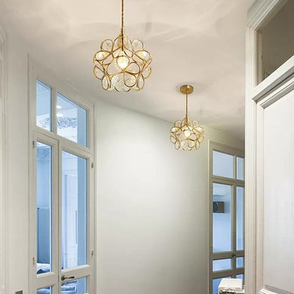 Floralis | Elegant Vintage Brass Flower Glass Pendant Light Fixture 4