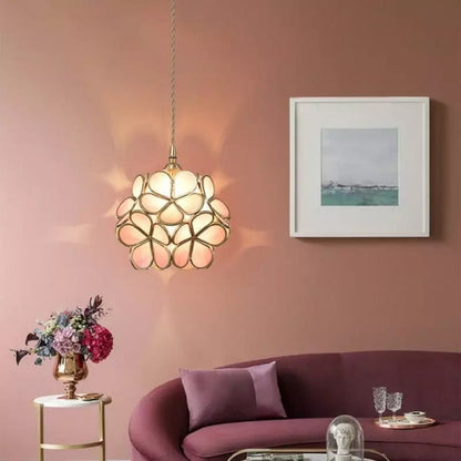 Floralis | Elegant Vintage Brass Flower Glass Pendant Light Fixture 5