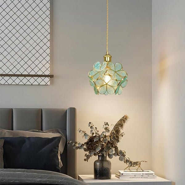 Floralis | Elegant Vintage Brass Flower Glass Pendant Light Fixture 6