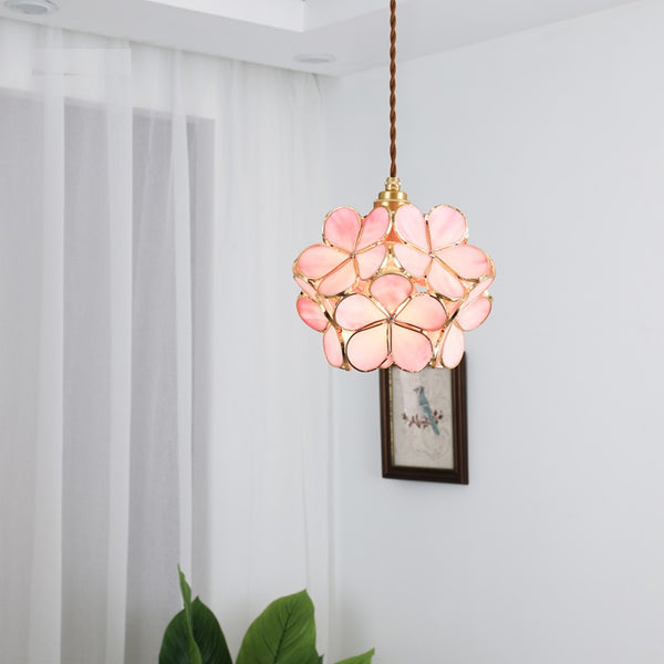 Floralis | Elegant Vintage Brass Flower Glass Pendant Light Fixture 7