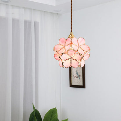 Floralis | Elegant Vintage Brass Flower Glass Pendant Light Fixture 7