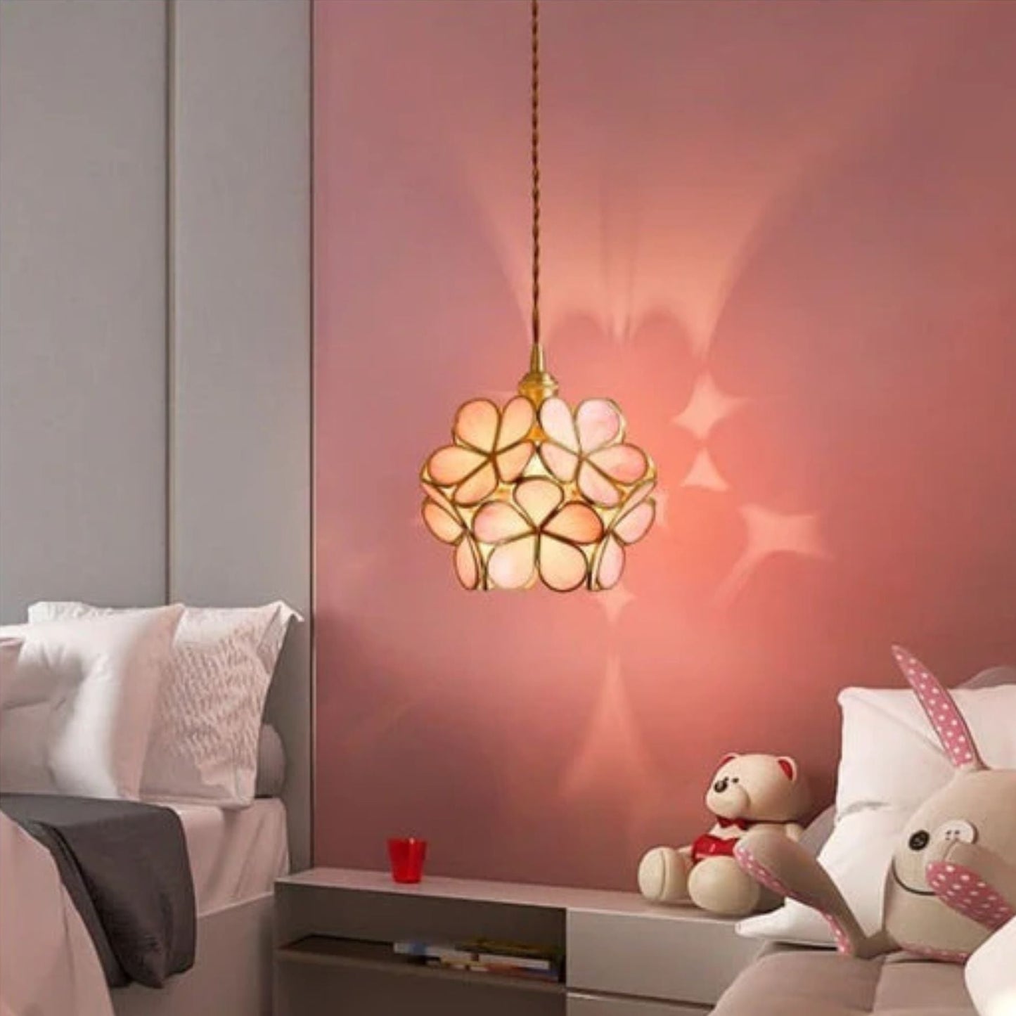 Floralis | Elegant Vintage Brass Flower Glass Pendant Light Fixture 8