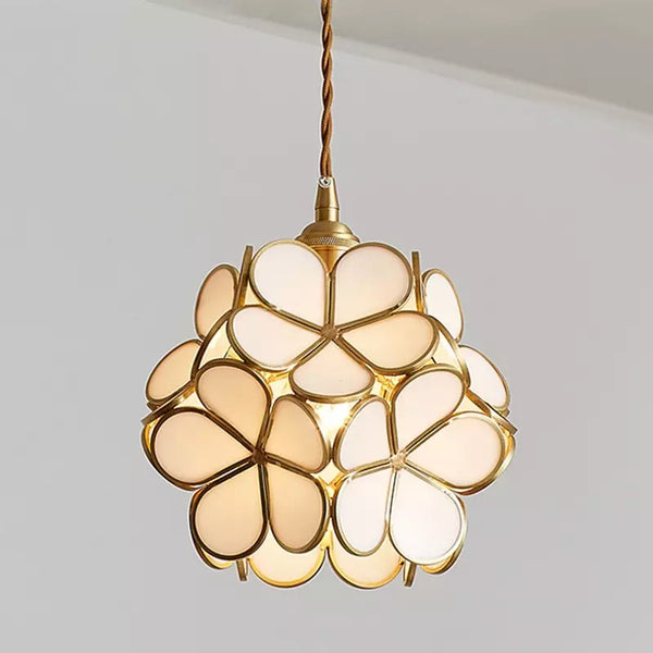 Floralis | Elegant Vintage Brass Flower Glass Pendant Light Fixture 9