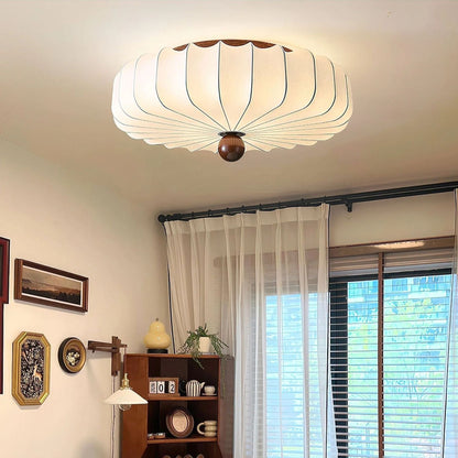Floralis | Elegant Wavy LED Ceiling Light Fixture with Wooden Accent 7