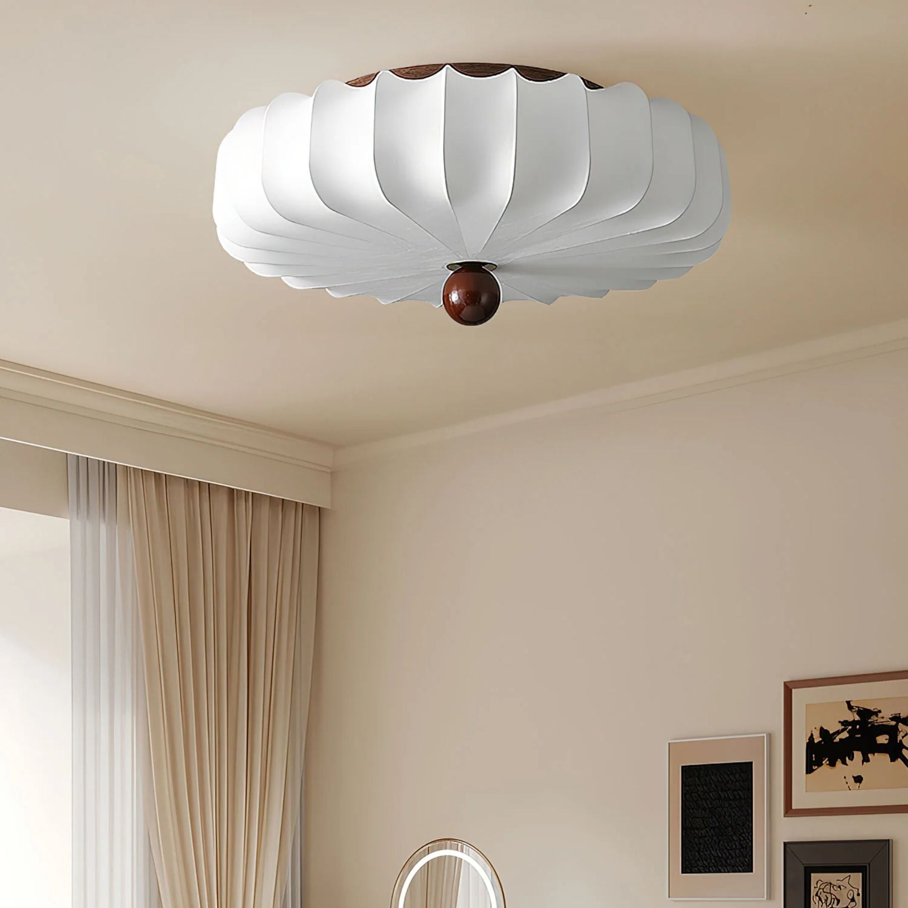 Floralis | Elegant Wavy LED Ceiling Light Fixture with Wooden Accent 8