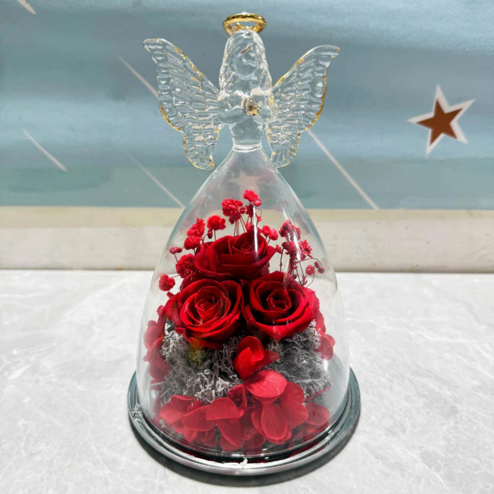 Beautiful Glass Dome LED Rose Decoration Lamp