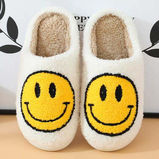 Soft Smile Face Warm Fuzzy Slippers - Lusomart