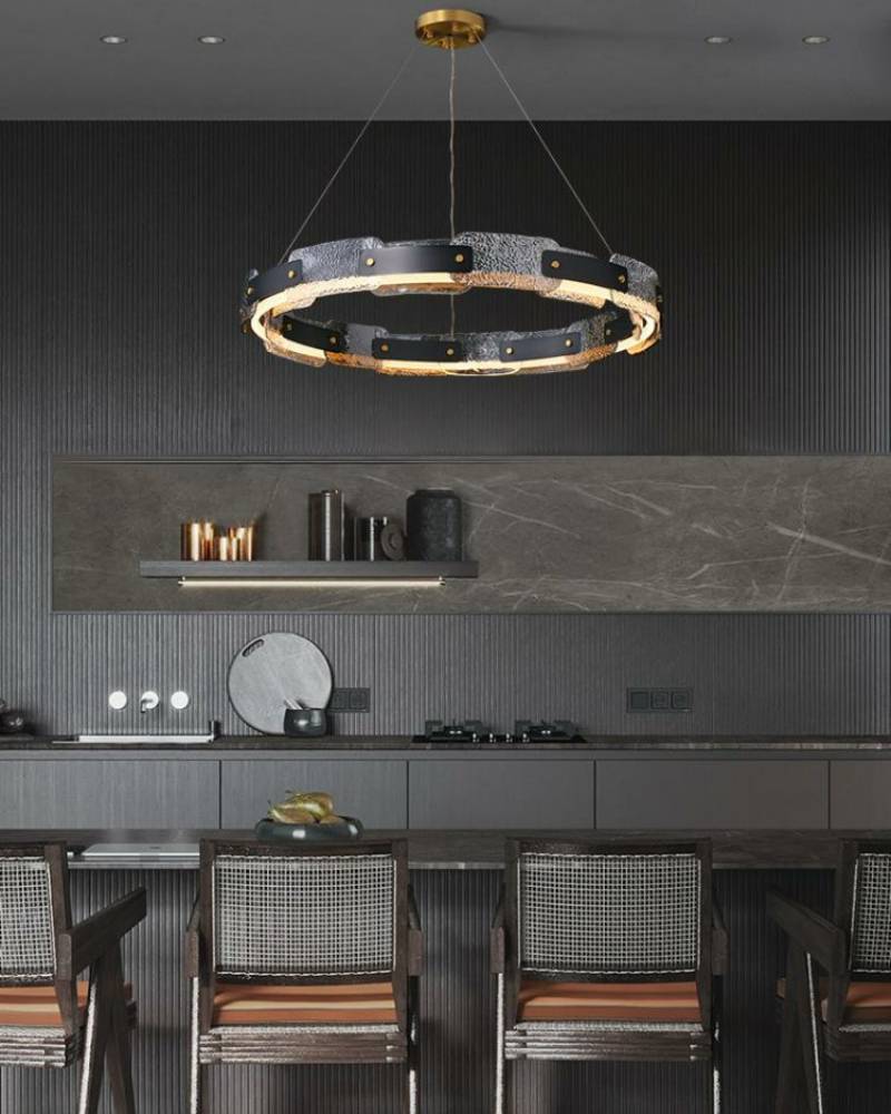 Elegant Glass Drop Pendant Light With LED Ceiling Fixture