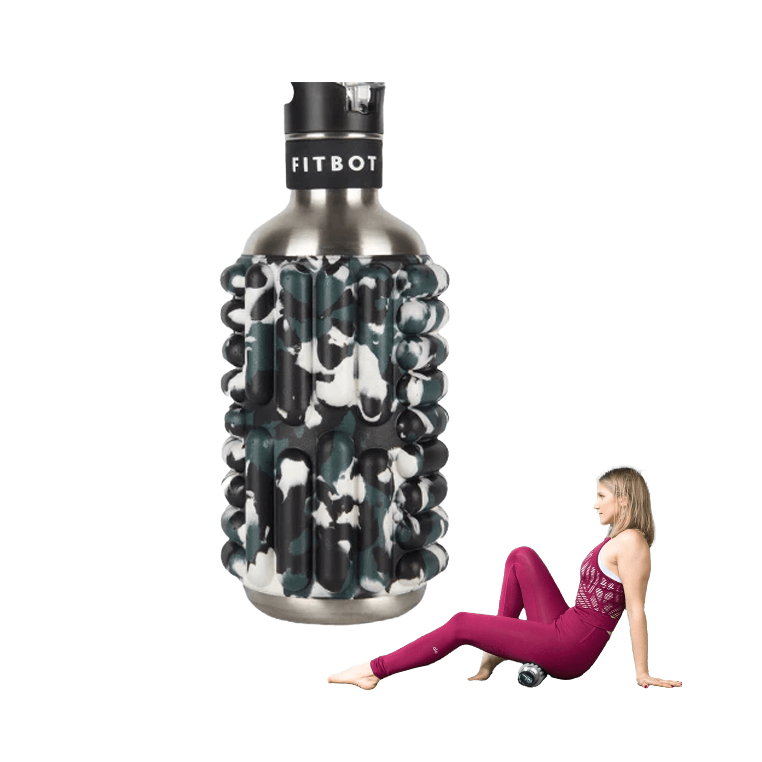 Foam Roller Water Bottle - 0.8L to 1.2L Sustainable Ecofriendly Flip Straw Roller Drink Bottle 1