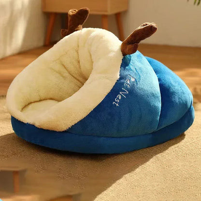 Foldable Dog Bed in Breathable Coral Fleece – Cozy Winter Comfort for Small Dogs, Cute Slipper Design 8